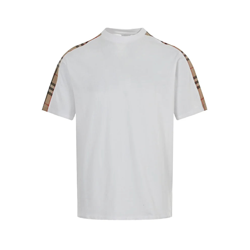 B's Shoulder plaid patchwork T-shirt