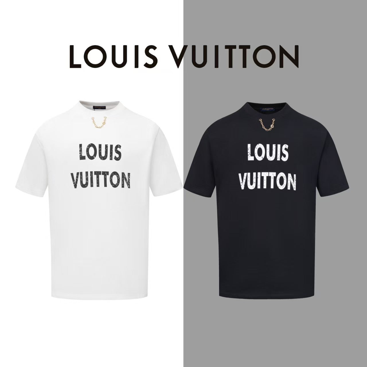 L's  worn-out letter necklace round neck short sleeve