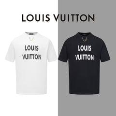 L's  worn-out letter necklace round neck short sleeve