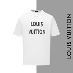 L's  worn-out letter necklace round neck short sleeve