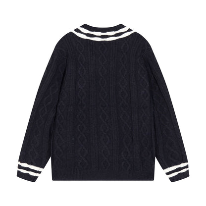 L's striped striped V-neck sweater sweatshirt