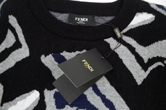 White Print F Letter Knitted Sweater
