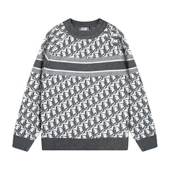 All Over Monogram Jacquard Crew Neck Sweater